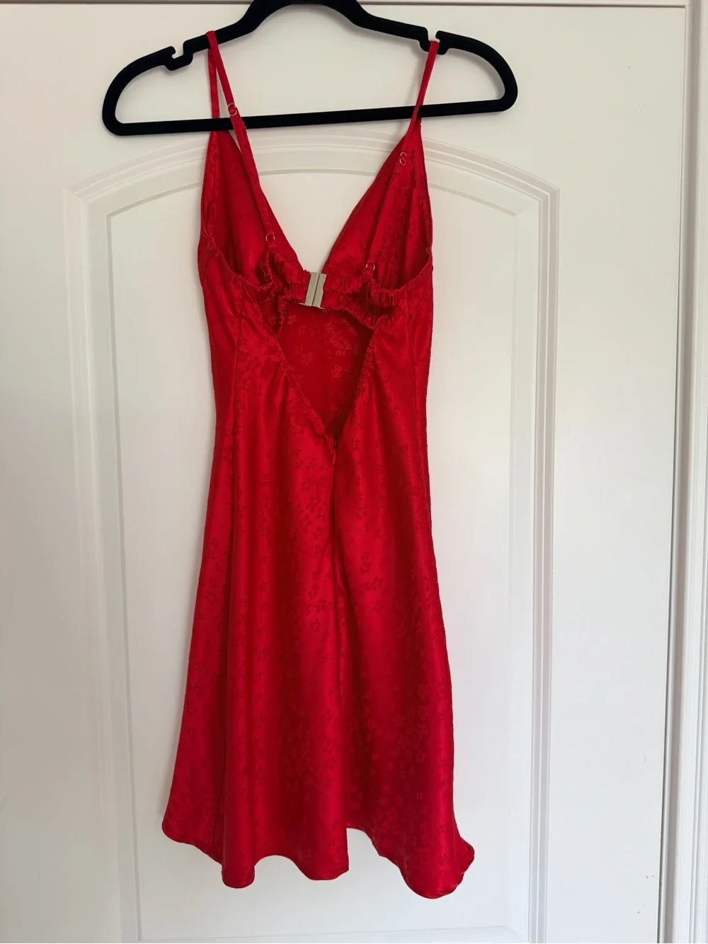 Lulu's Red Satin V-Neck Slip Dress